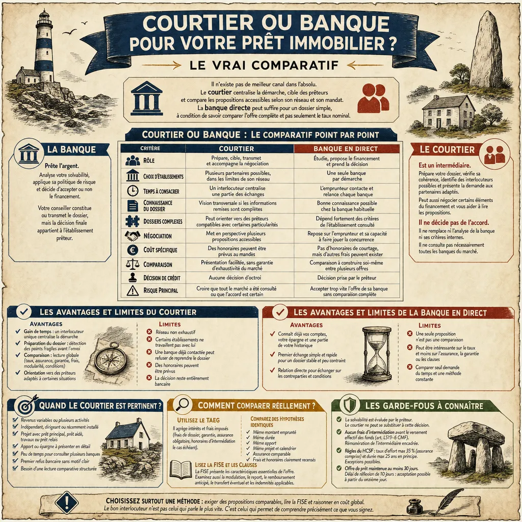 Comparaison des rôles du courtier et de la banque dans un prêt immobilier