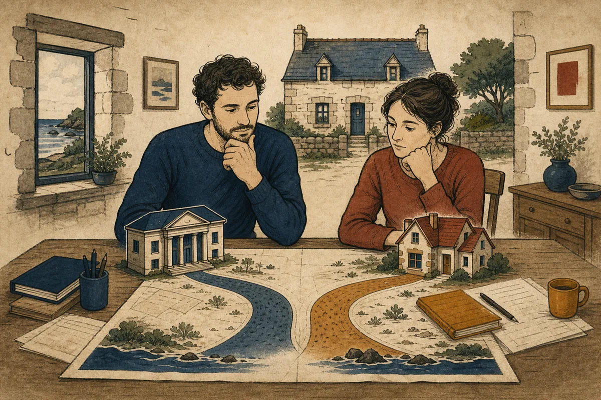 Emprunteurs comparant une banque et un courtier pour leur prêt immobilier
