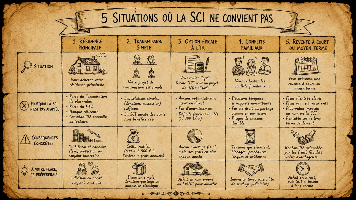 Tableau main levée — 5 situations où la SCI ne convient pas, parchemin éditorial